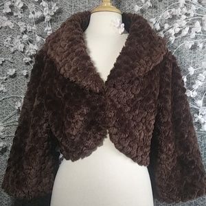 NWOT 90s VTG Retro Faux Fur Bolero Sz 16